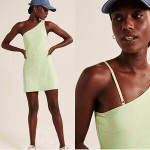 Abercrombie & Fitch Light Green One-Shoulder Activewear Traveler Mini Dress XST